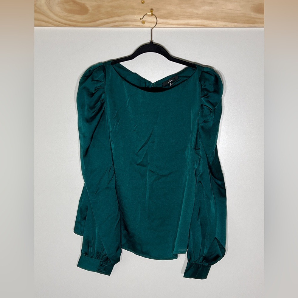 Lulus‎ Emerald Green Long Sleeve Blouse Women Size Medium Party Holiday